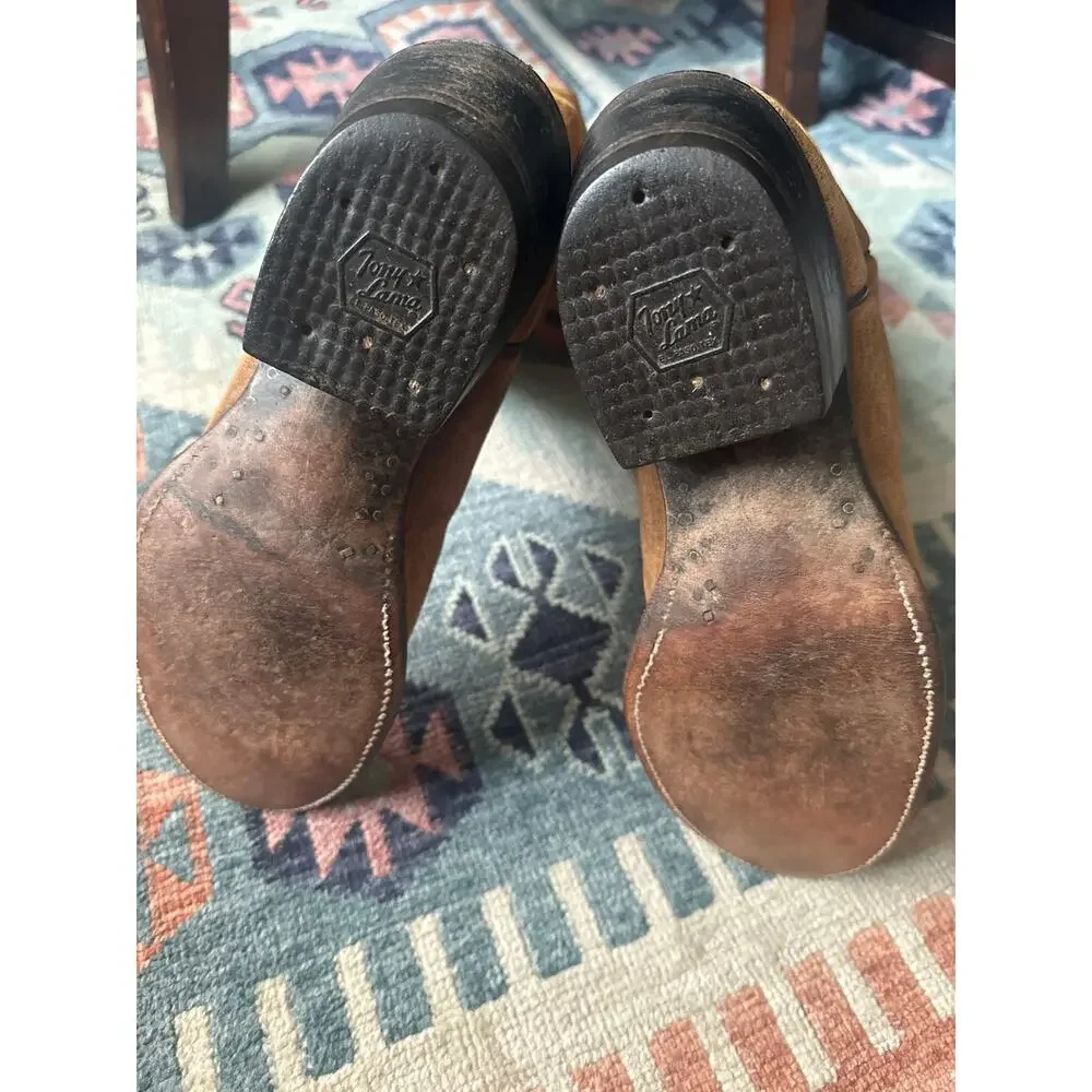 Vintage Tony Lama Suede Cowgirl Boots – Tan Western Round Toe Size 8